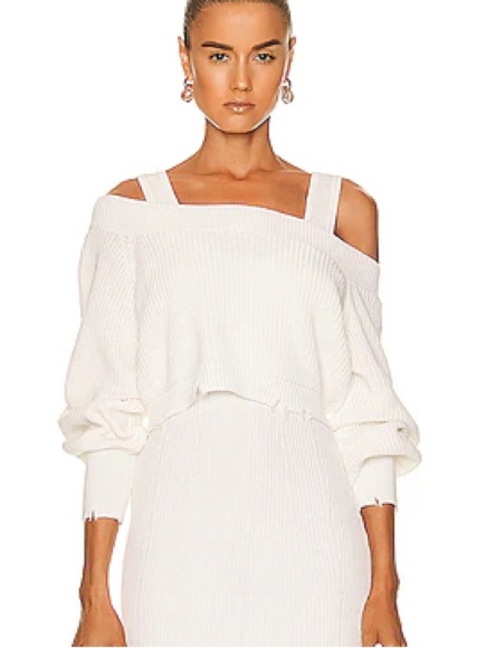 SER.O.YA Janelle Cropped Sweater Top - White Small